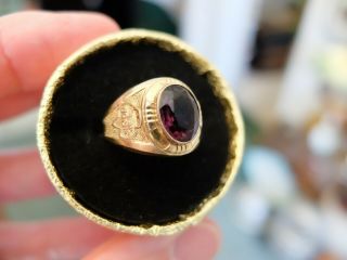 Vintage Girl Scout 10 K Gold Filled Synthetic Amethyst Ring Size 6 Adette