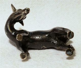 SATURNO STERLING SILVER & ENAMEL MINIATURE FAWN DEER FIGURINE (UNMARKED) 7