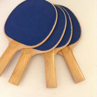 Vtg Harvard 5 Ply Ping Pong Table Tennis Paddles Set of 4 Blue 3