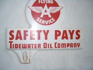 License Plate Topper: Flying A Service,  Tidewater Oil Co.  Vgc,  Vintage