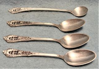SET OF WALLACE STERLING SILVER 1934 ROSE POINT DEMITASSE SPOONS & MUSTARD SPOON 4
