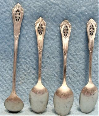 SET OF WALLACE STERLING SILVER 1934 ROSE POINT DEMITASSE SPOONS & MUSTARD SPOON 8
