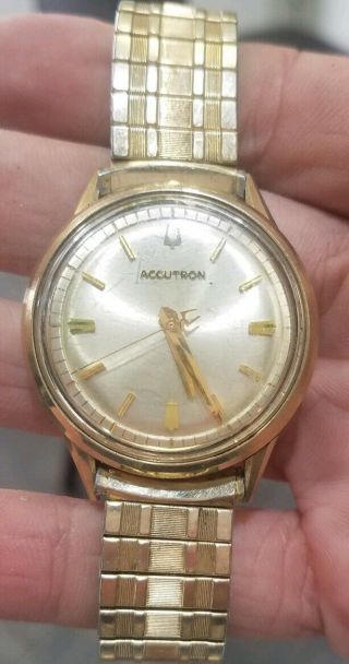 Vintage Accutron 10k Gold Filled 34mm Quartz Watch Needs Battery