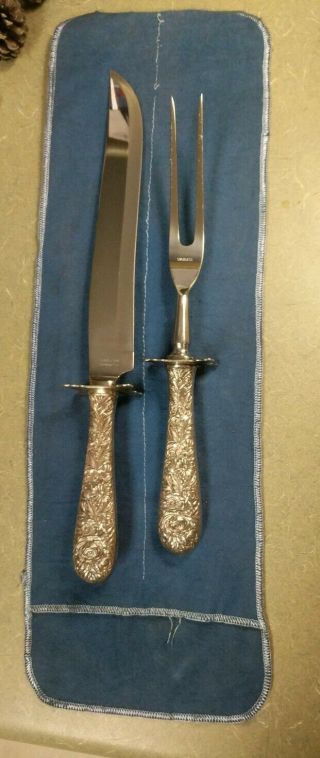 S Kirk& Son Sterling Silver Floral Repousse Carving Set 13 