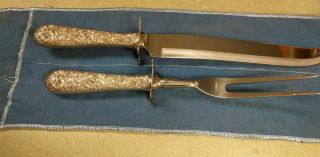 S Kirk& Son Sterling Silver Floral Repousse Carving Set 13 