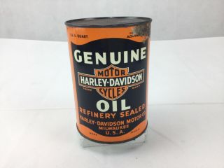 Harley Davidson Motorcycle Oil Can Full Metal Quart Vintage Indian Hd
