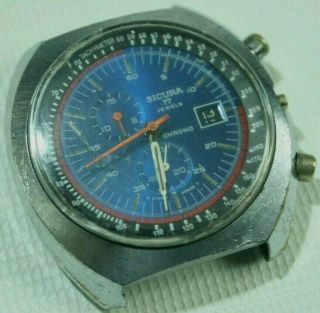 Sucura Chronograph Automatic Watch Tachymeter Vintage Luxury Date Very Rare