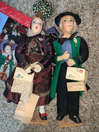 Vintage Ilse Ludecke Painted Faces Dolls Married Couple 15 " Paperwork