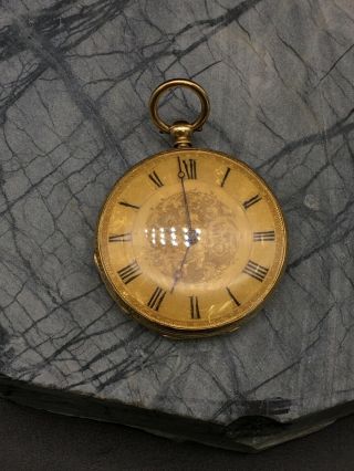 Antique 18k Gold Fournier Geneve Ladies Open Face Pocketwatch Cartier (248063)