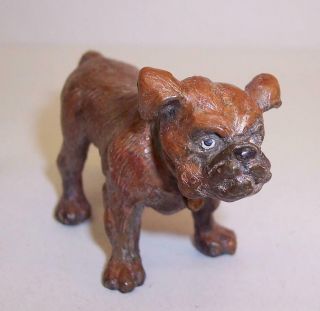 Vintage Miniature Cold Painted Bronze Dog Bullmastiff/staffordshire Bull Terrier