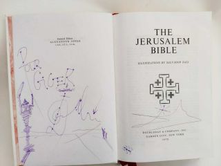 Rare Salvador Dali Signed Book Jerusalem Bible Signature Lithography 1970