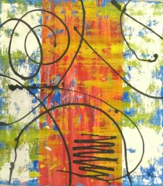 Vintage Abstract Canvas Signed Sigmar Polke,  Modern Art 20th Century