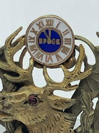 Antique or Vintage BPOE Elks Club Metal and Enamel Unique Button Charm 3