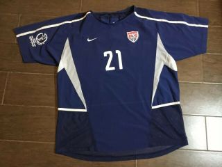 Vtg RARE Nike 2002 World Cup USA Navy Soccer Jersey 21 LANDON DONOVAN Sz L team 2