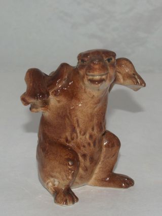 Antique Vintage Ceramic Pottery Figural Still Penny Bank Bear With Staff Animal