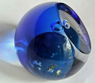 Vintage Caithness Art Glass " Space Time " Paperweight 73/750 Blue Earth & Moon