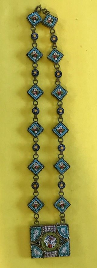Vintage Italian Micro - Mosaic Necklace