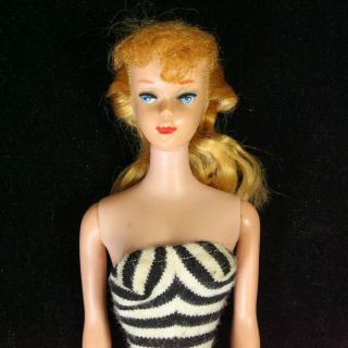 Vintage 1960s 5 Blonde Ponytail Barbie Doll - Marked Japan On Foot