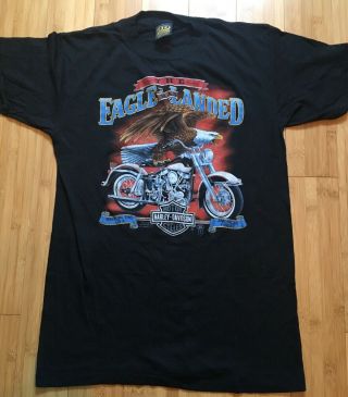 Harley Davidson Usa T Shirt “eagle Has Landed” 1987 Honolulu,  Hawaii