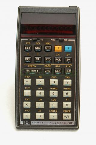 Hewlett Packard 33E Programmable Calculator,  in authentic HP case,  VINTAGE 4