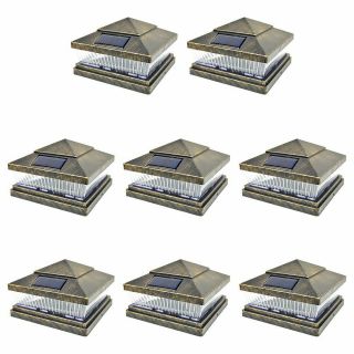 Iglow 8 Pack Vintage Bronze Garden 6 X 6 Solar Smd Led Post Deck Cap Square Fenc