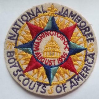 1935 Boy Scout National Jamboree Washington Dc Embroidered Patch Round3 " Vintage