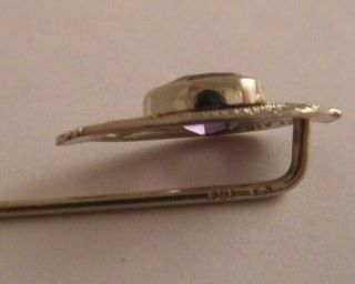 VTG 18K and 10K Solid White Gold Purple Amethyst Hatpin Stick Pin 1 gram BELAIS 4