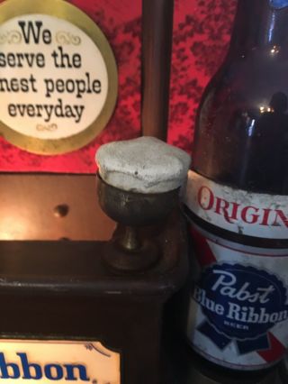 Pabst Blue Ribbon Beer Lighted Back Bar Sign Display Vintage Pbr Bartender 3