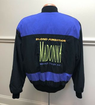 Madonna Vintage " Blonde Ambition World Tour " Crew Bomber Jacket 1990 Large 90s