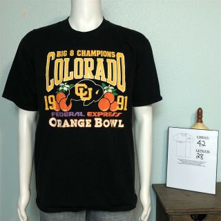 Vintage Colorado Buffaloes Cu Orange Bowl 1991 Champs Graphic T - Shirt Xl Large