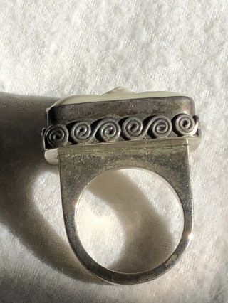 Vintage MOONFACE Sterling Silver 925 Ring Large Raised Elaborate Detailed Face 4