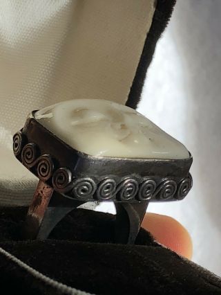 Vintage MOONFACE Sterling Silver 925 Ring Large Raised Elaborate Detailed Face 5