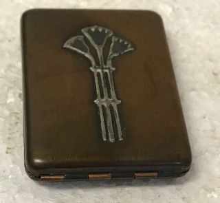 Vintage Victorian Copper Pill Box w/ Sterling Silver Design On Top 2