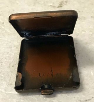 Vintage Victorian Copper Pill Box w/ Sterling Silver Design On Top 7