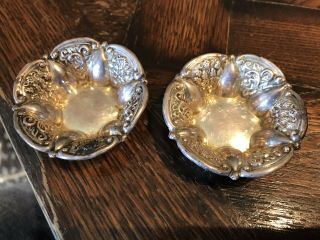 Pair Antique English 1898 S.  Blanckensee & Son Ltd.  Sterling Silver Nut Cups