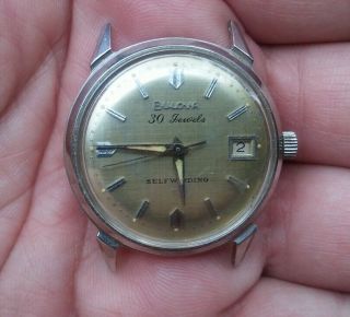 Vintage Stainless Steel Selfwinding Automatic Bulova 30 Jewel Watch -