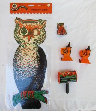 Vintage Halloween Toys Witch Candy Containers,  Us Metal Toy Clicker Noise Maker