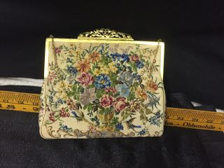 Antique Purse Petit Point White Kid Leather Lined Handmade Austria