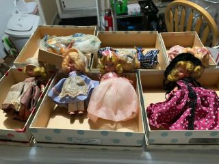 Antique Doll Art Nancy Ann Storybook Wee Doll / 8 Dolls / Jointed Bisque W/boxes