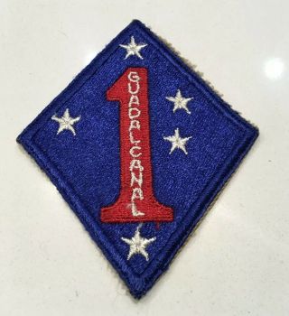 Wwii Era U.  S.  First Marine Division Insignia Patch Guadalcanal
