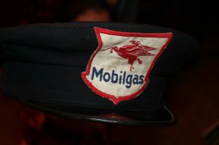 Vintage 1940 ' s Mobil Mobilgas Gas Station Attendants Hat Cap Sign 7