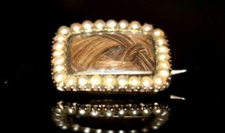 Large Antique Victorian 9ct Gold Seed Pearl Memorial Brooch / Pin.