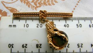 A Lovely and Unusual Vintage 14ct & 10ct Gold,  Claw and Tiger ' s - Eye Ball Brooch 7