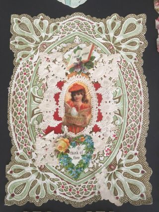 VTG Antique Victorian Valentine Cards Die Cut Embossed 3 - D Early 1900 ' s LT/2 8