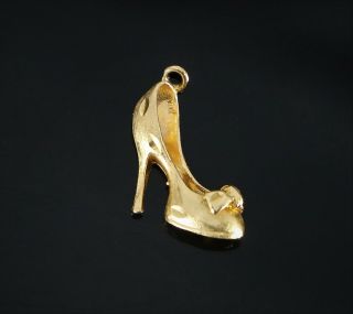 Vintage Estate 14k Solid Yellow Gold 3d High Heel Shoe Pendant Charm