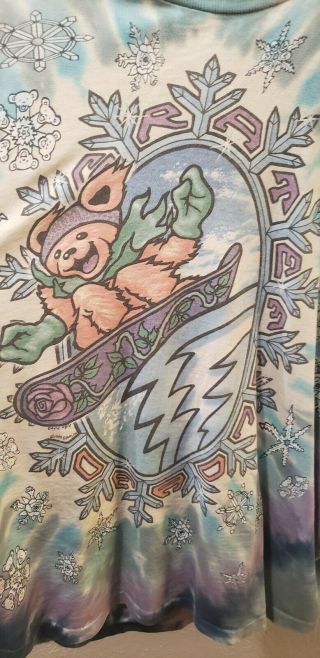 Vintage Grateful Dead T - shirt XL Snowboard Bear Ski 1994 Psychedelic Tie Dye OG 5