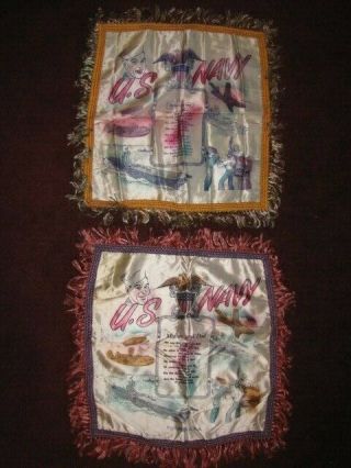 Vintage Wwii Military U.  S.  Navy Mom Mother And Dad Pillow Sham Covers Pair