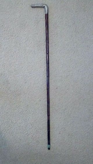 Vintage Wooden Walking Stick With Sterling Handle