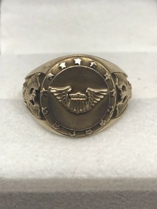 Vintage United States Military Ring 10k Army Air Corps Air Force Pilot Wings