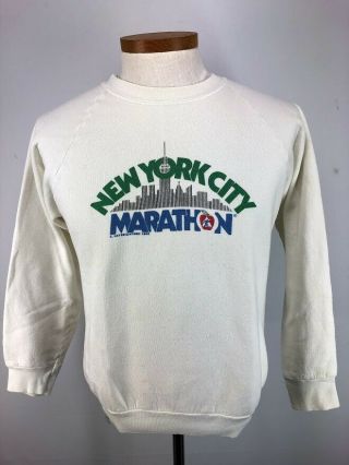 Vintage 1982 York City Marathon Crew Neck Sweatshirt Usa Made Adult Large